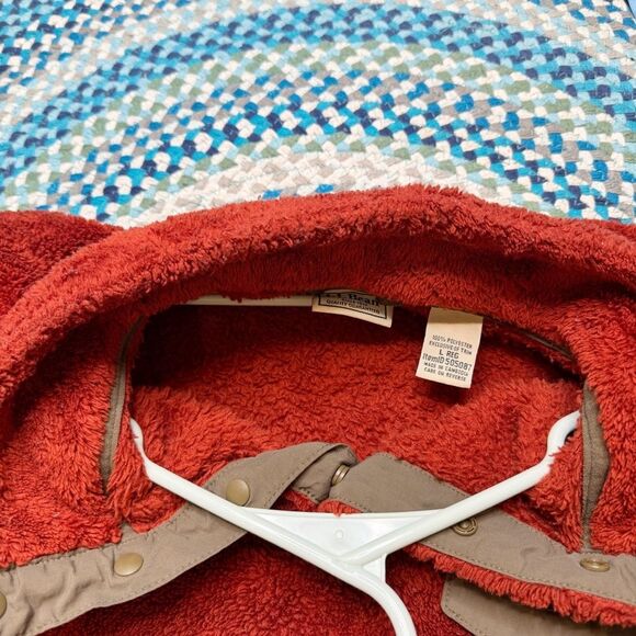 LL Bean Red Fleece T Snap Pullover - Picture 8 of 8